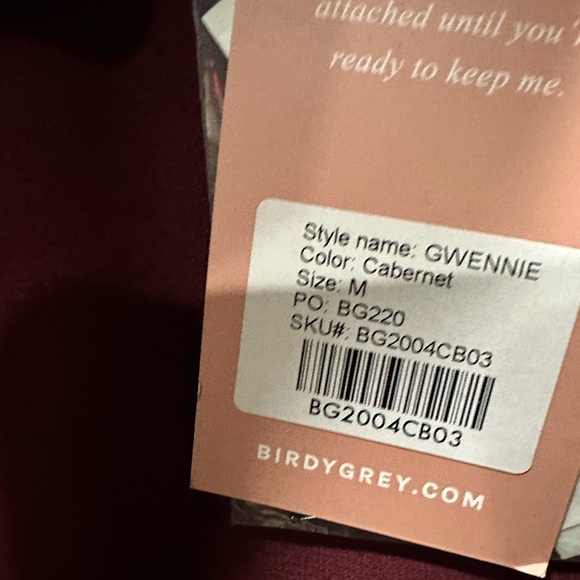 BIRDY GREY GWENNIE DRESS CHIFFON CABERNET MEDIUM NEW NWT BRIDESMAID No Slit - Picture 5 of 5